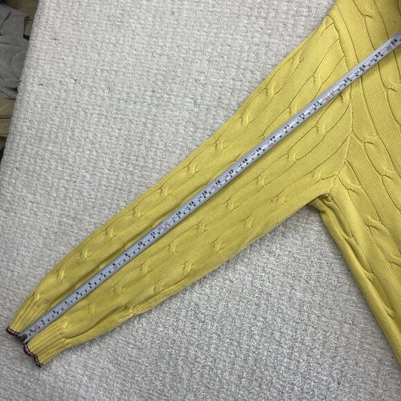 Vintage Tommy Hilfiger Cable Knit Sweater Yellow Men XL Preppy Grandpa Pullover - Picture 9 of 10